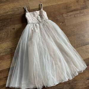 Girls DB studio Formal Dress Size 7 White Silver Easter Spring